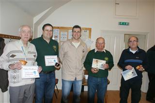 The winners Howard Overton Dave Reed Bernard Slingsby and Paul Hunt presented by Richard Findley